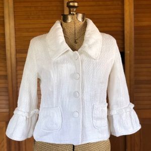 Wet Seal | Y2K White Cropped Tweed Blazer | Medium